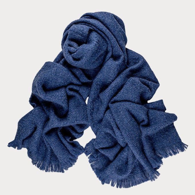 Super Luxe Olympian Blue Basket Weave Cashmere Shawl