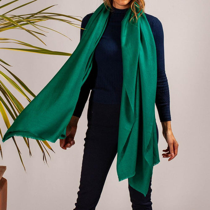 Emerald Green Handwoven Cashmere Shawl