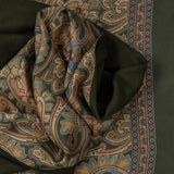 Sacra Olive Green and Gold Italian Silk Scarf