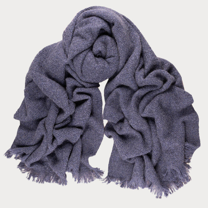 Super Luxe Bijou Blue Basket Weave Cashmere Shawl