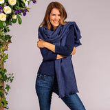 Super Luxe Bijou Blue Basket Weave Cashmere Shawl