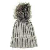 Grey Cashmere and Fur Pom Pom Beanie 2