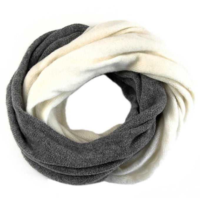 Ivory and Warm Grey Cashmere Snood