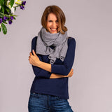 Oversized Grey Cashmere Knit Scarf