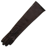 Long Black Leather Gloves - Silk Lined