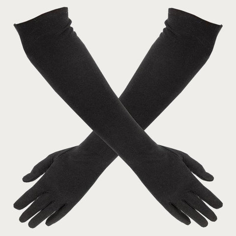Long Black Satin Gloves