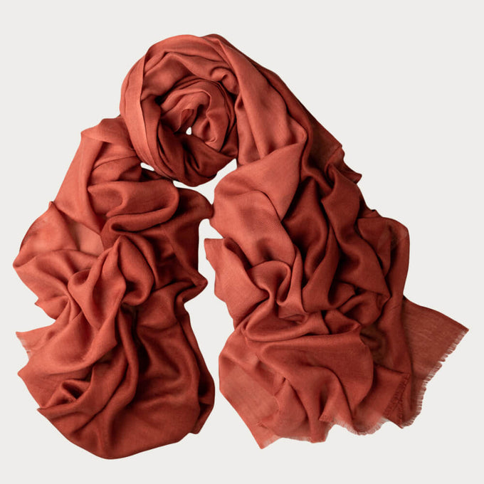 Mahogany to Clay Shaded Cashmere and Silk Wrap