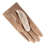 Men's Taupe and Natural Leather Driving Gloves