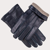 Men’s Navy Cashmere Lined Leather Gloves