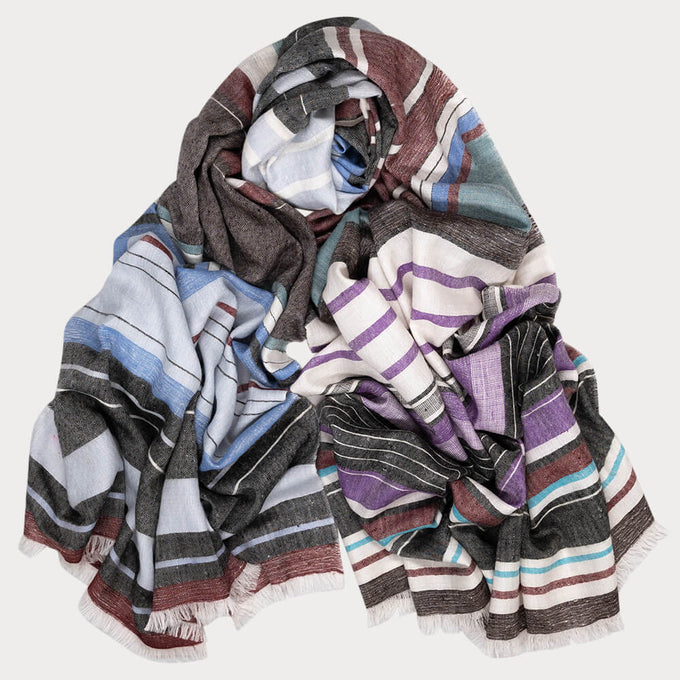 Multi Striped Cashmere Ring Shawl