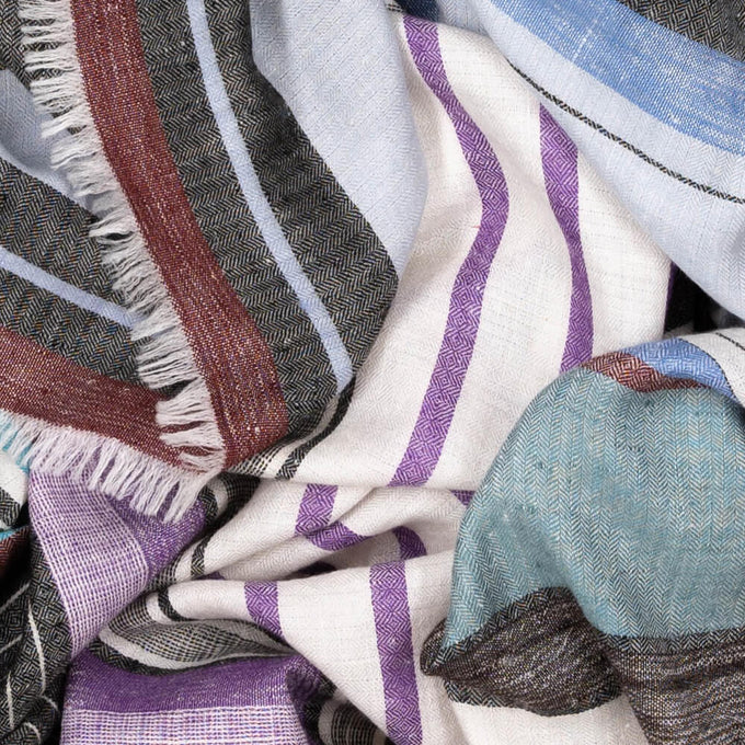 Multi Striped Cashmere Ring Shawl