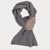 Navy and Brown Chevron Double Faced Cashmere Neck Warmer