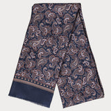 Devera Navy and Burgundy Italian Paisley Silk Scarf
