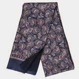Devera Navy and Burgundy Italian Paisley Silk Scarf