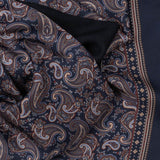 Devera Navy and Burgundy Italian Paisley Silk Scarf