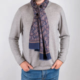 Devera Navy and Burgundy Italian Paisley Silk Scarf