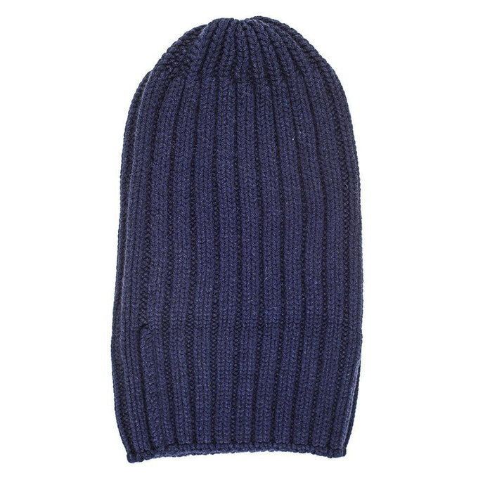 Chunky Rib Knit Navy Cashmere Beanie