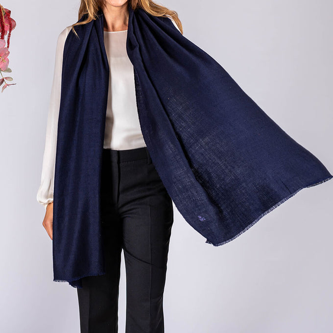 Navy Blue Cashmere Shawl