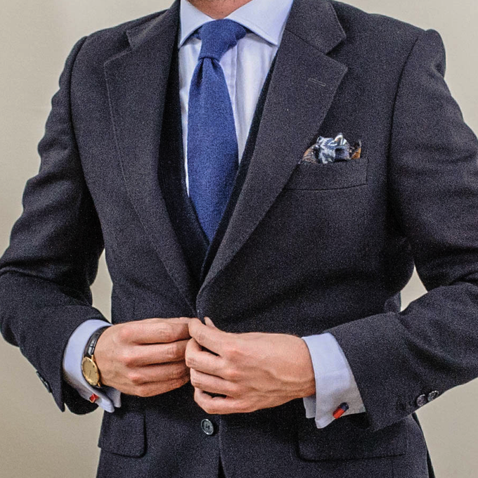 Navy Blue Knitted Cashmere Tie