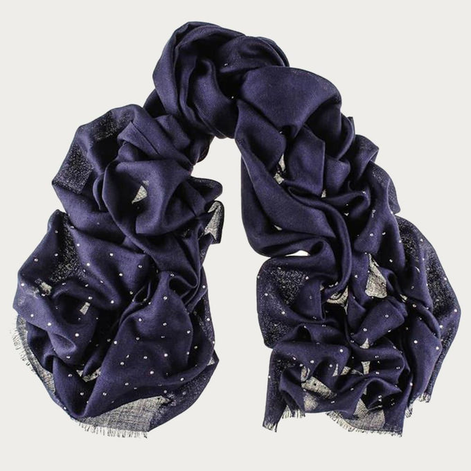 Swarovski Navy Wrap in Cashmere and Silk
