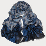 Colombo Blue on Blue Italian Wool Scarf
