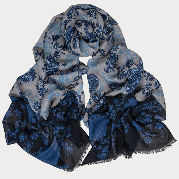 Colombo Blue on Blue Italian Wool Scarf