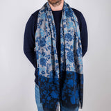 Colombo Blue on Blue Italian Wool Scarf