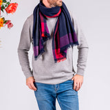 Multi Toned Navy Cashmere Stole