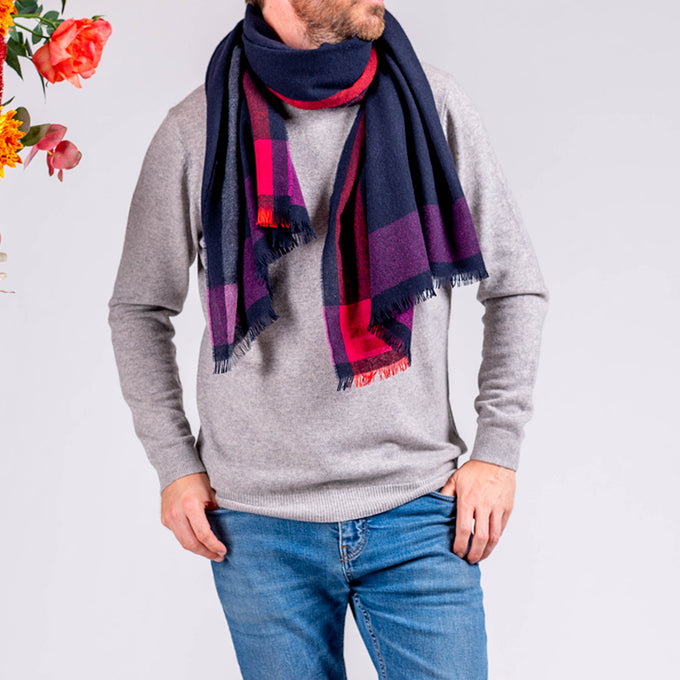 Multi Toned Navy Cashmere Stole