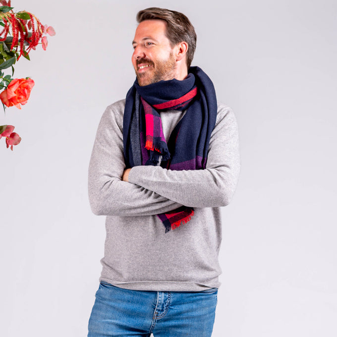 Multi Toned Navy Cashmere Stole