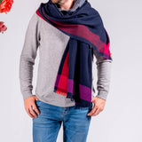 Multi Toned Navy Cashmere Stole