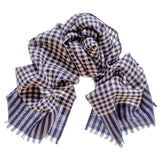 Navy and White Check Superfine Cashmere Cravat Set