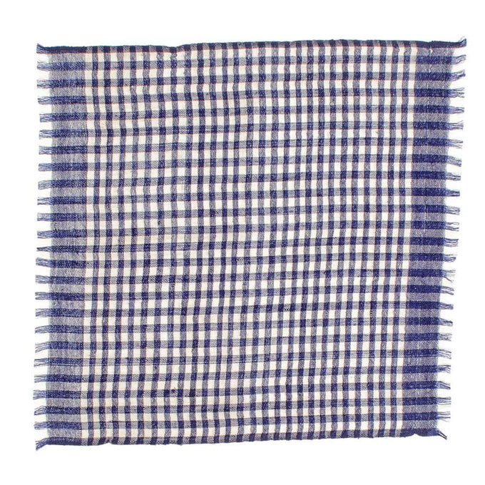 Navy and White Check Superfine Cashmere Cravat Set