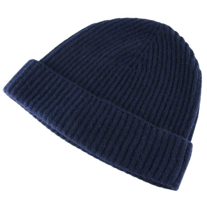 Navy Cashmere Beanie Hat