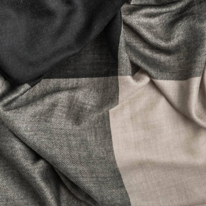 Norton Black and Natural Silk and Wool Scarf