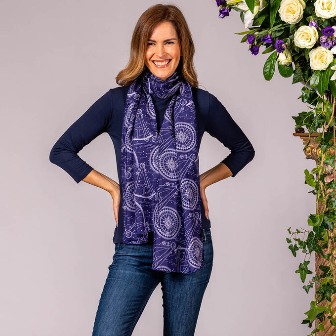 Oceanic Navy and White Silk Twill Scarf