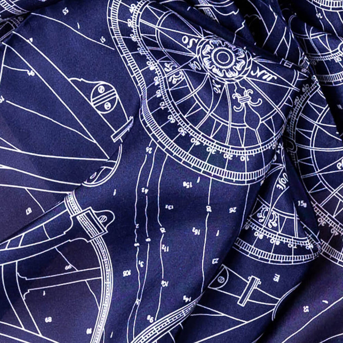 Oceanic Navy and White Silk Twill Scarf