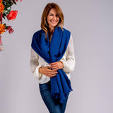 Super Luxe Olympian Blue Basket Weave Cashmere Shawl