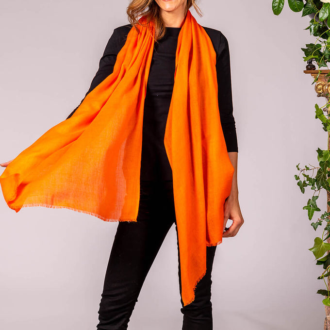 Citrus Orange Cashmere and Silk Wrap