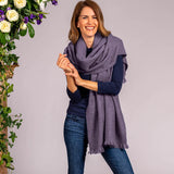 Super Luxe Periwinkle Purple Basket Weave Cashmere Shawl