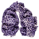 Violet Leopard Print Cashmere and Silk Scarf