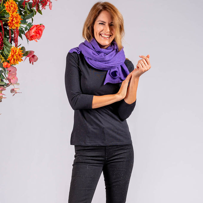 Oversize African Violet Cashmere Scarf