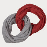 Coral Red and Grey Cashmere Snood