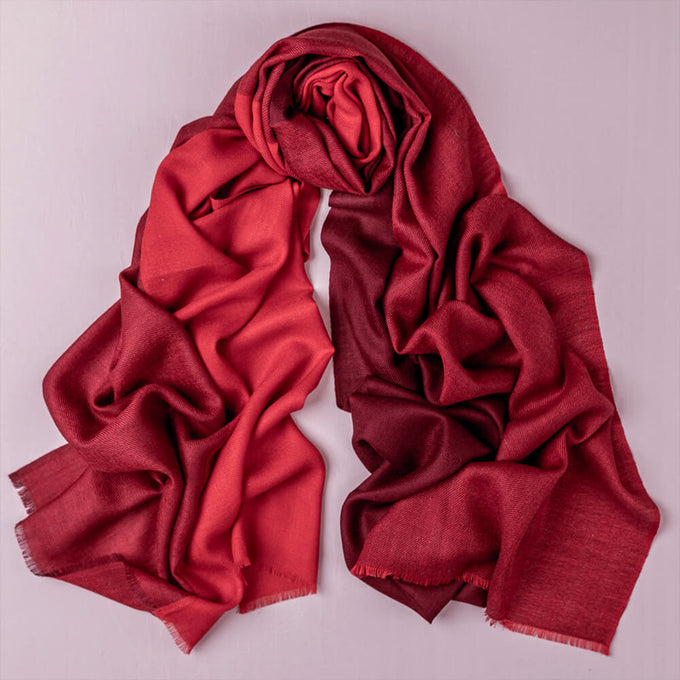 Cardinal Reds Silk and Wool Scarf