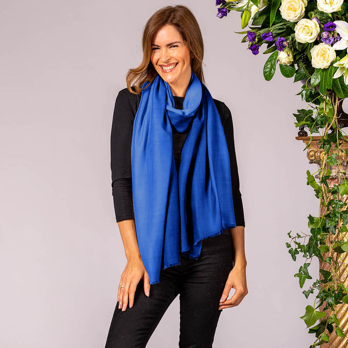 Azure to Sky Blue Cashmere and Silk Wrap