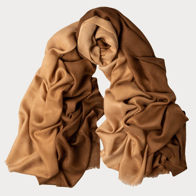 Espresso to Latte Shaded Cashmere and Silk Wrap