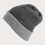 Charcoal and Mid Grey Double Faced Cashmere Beanie