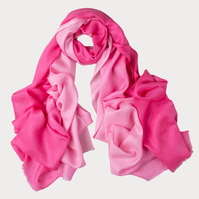 Pretty Flamingo Shaded Pink Cashmere and Silk Wrap