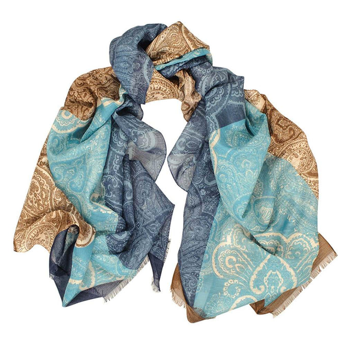 Vieste Tri-Colour Italian Cotton and Linen Scarf
