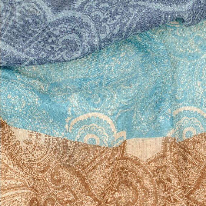 Vieste Tri-Colour Italian Cotton and Linen Scarf